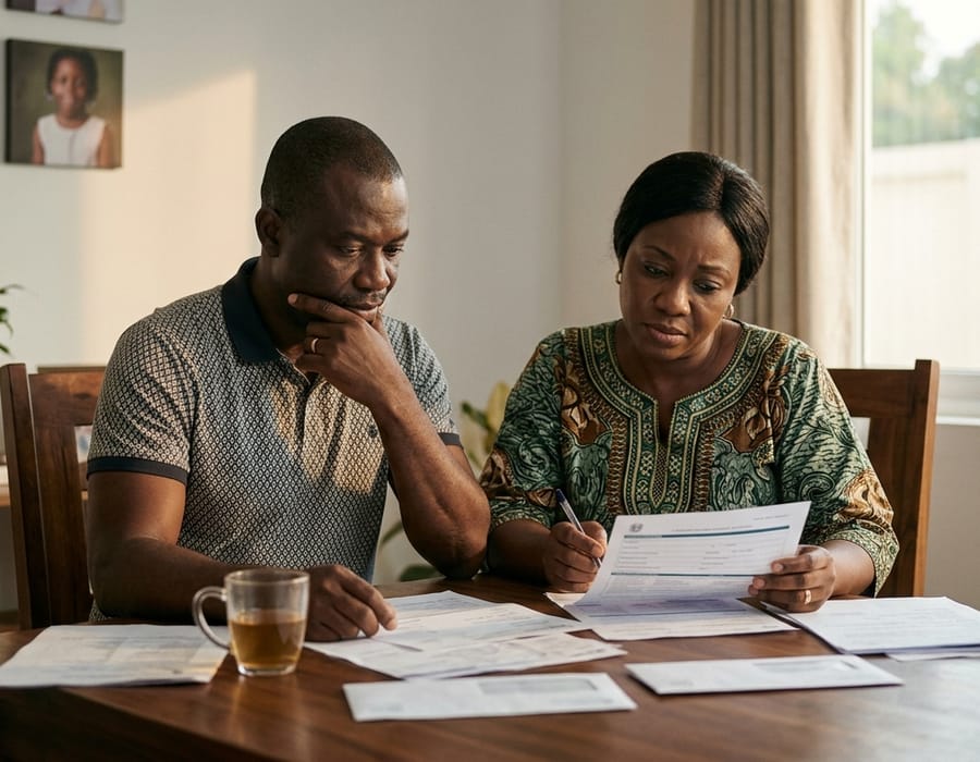 African family navigating financial uncertainty