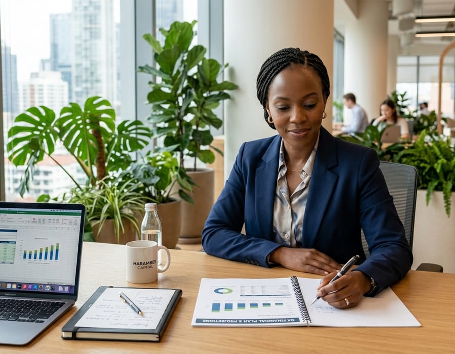 Confident African professional planning with clarity
